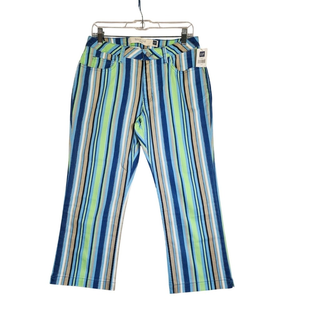 Gap Bootcut Pants 10 NWT Stripes Retro Boho 60s 70s Vibrant Bold Festival Trendy
